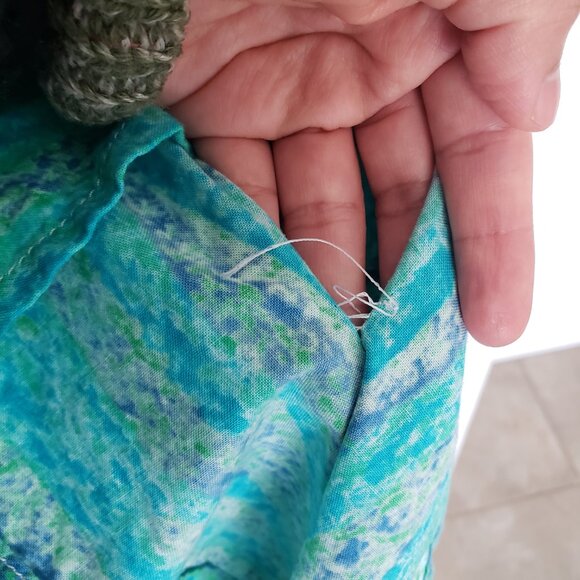 Woman Blue Green Multicolor Scoop Neck Long Dress - Picture 10 of 11